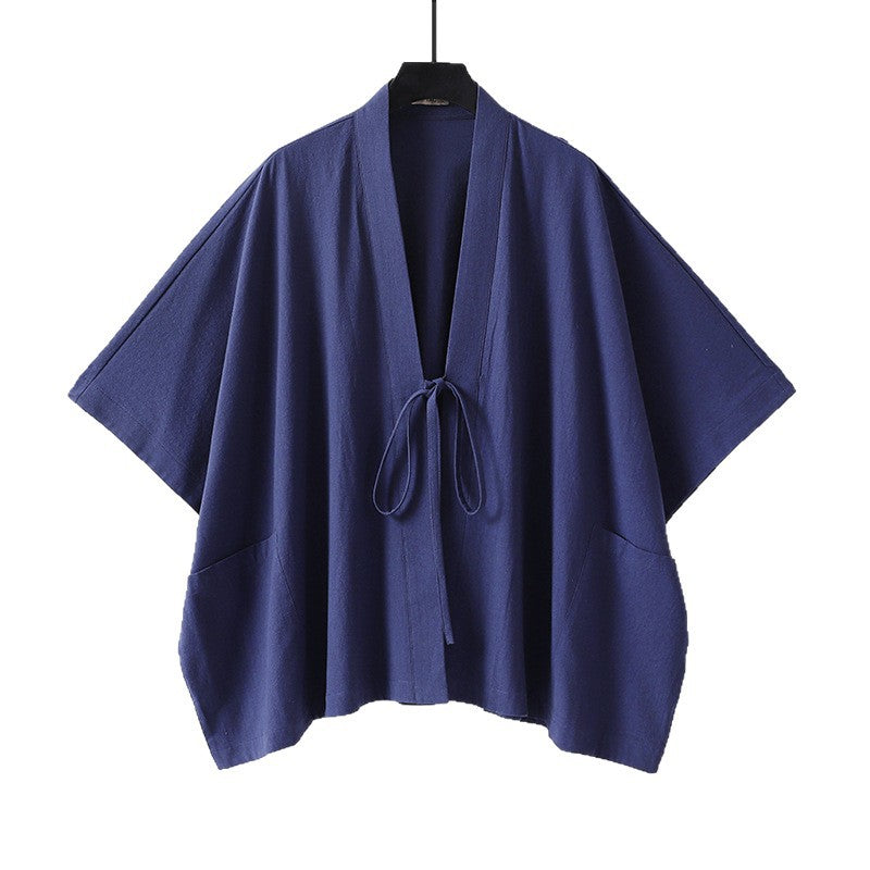 Damska oversize kimono kardigan z Tie i z naszywanymi kieszeniami Lumaza