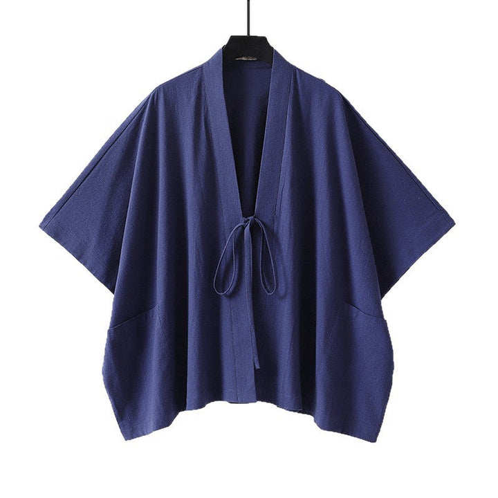 Damska oversize kimono kardigan z Tie i z naszywanymi kieszeniami Lumaza