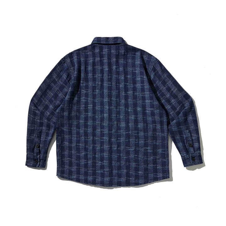 Męska w kratę denim kurtka koszulowa z rounded dół