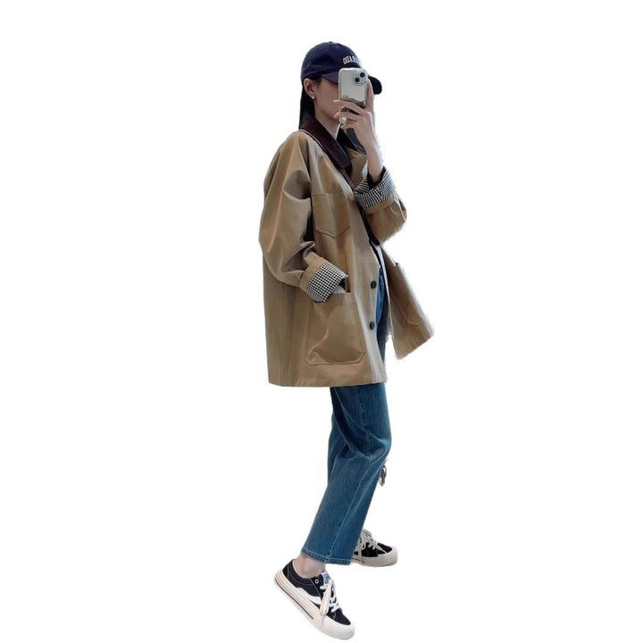 Damska Fashionable oversize kurtka z Contrasting kołnierzem Lumaza