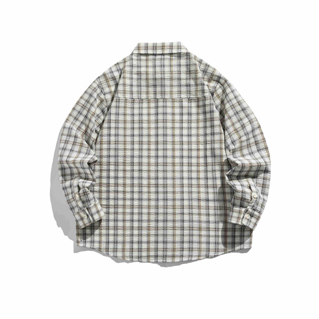 Damskie Oversize checkered kurtka koszulowa z pikowana structure
