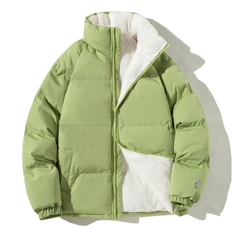 Damska oversize puchowa kurtka z Teddy Lining, stójka kołnierzem i z naszywanymi kieszeniami Lumaza