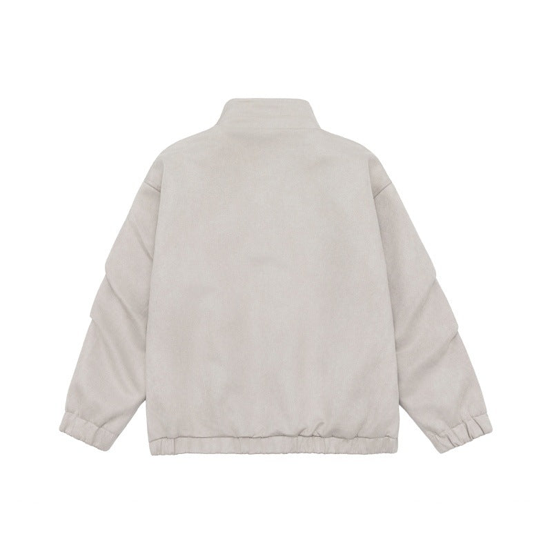 Unisex Krótki krój Stójka Polar Kurtka z Ukryty Nap Listwa