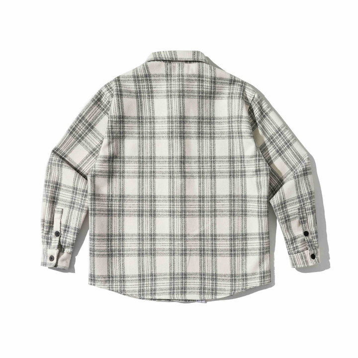 Męska w kratę teddy fleece koszula wierzchnia z klatka piersiowa kieszenią