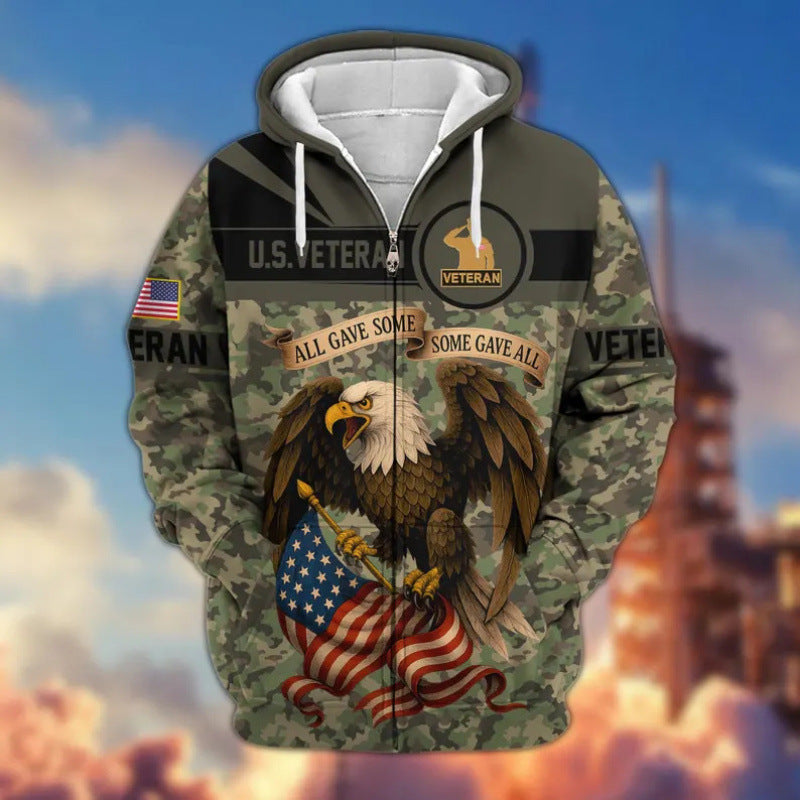 Męska bluza z kapturem z American veteran motif