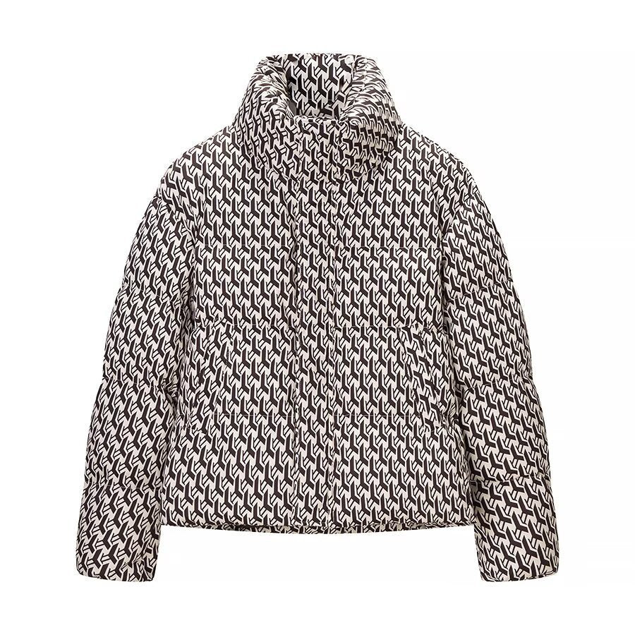 Damska pikowana kurtka z wysokim kołnierzem i graphic jacquard pattern Lumaza