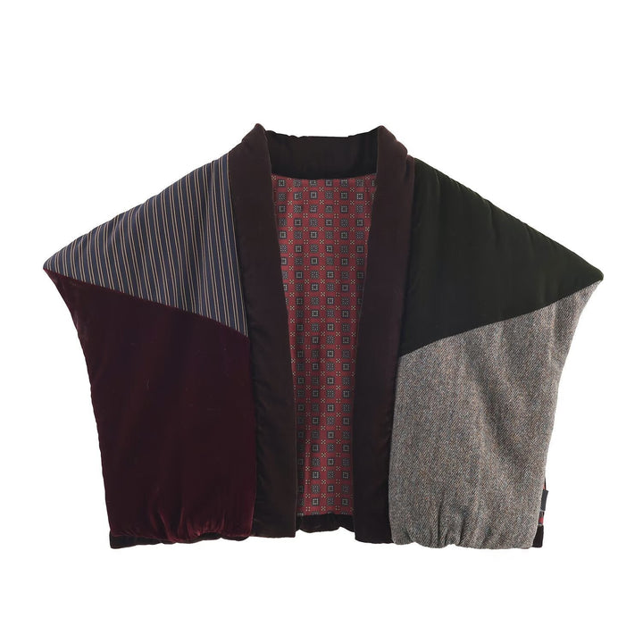 Damska Pikowana Patchwork Kamizelka z Voluminous Kołnierz szalowy