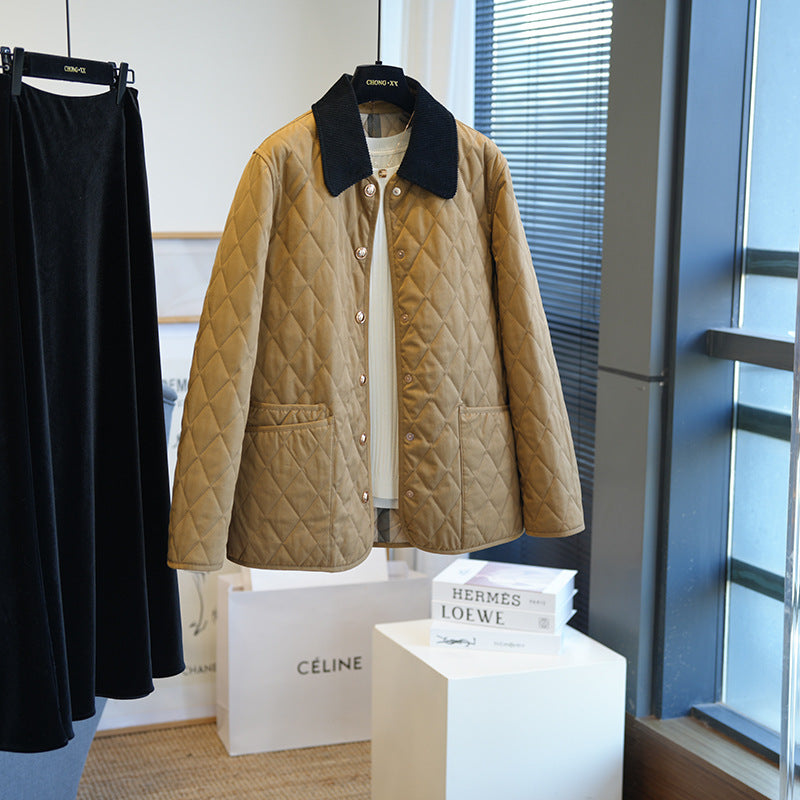 Damska Fashionable pikowana kurtka z Classic kołnierzem Lumaza