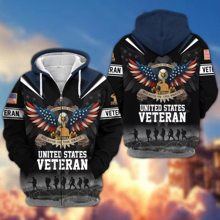 Męska bluza z kapturem z American veteran motif