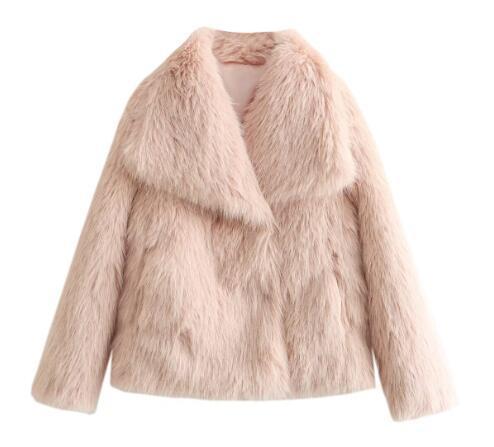 Damska krótka Faux Fur kurtka z Voluminous Shawl kołnierzem Lumaza