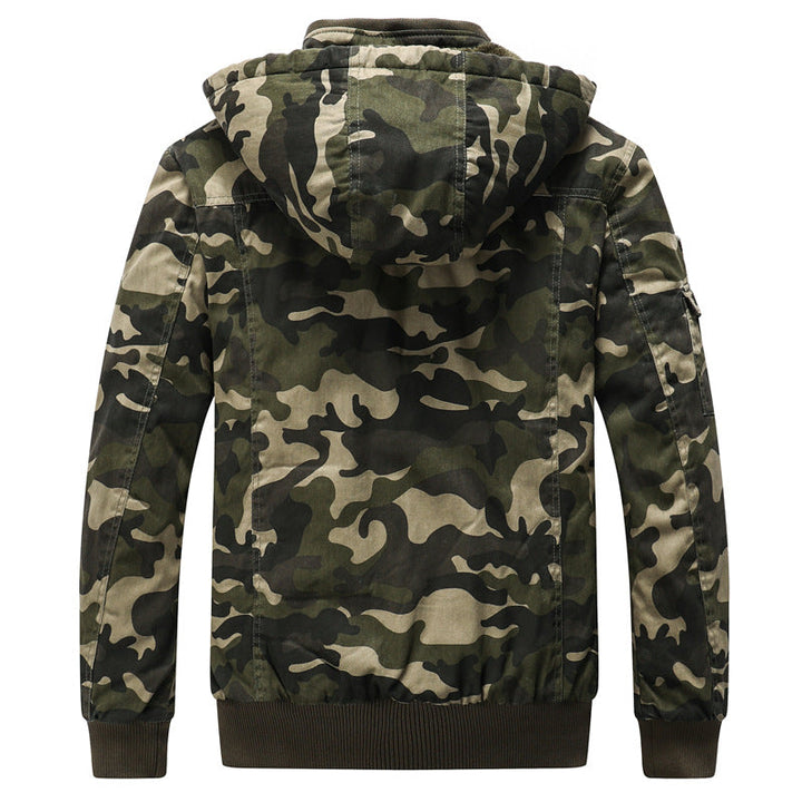 Męska ocieplana kapturemed parka w Moro Military styl z teddy Lwwg