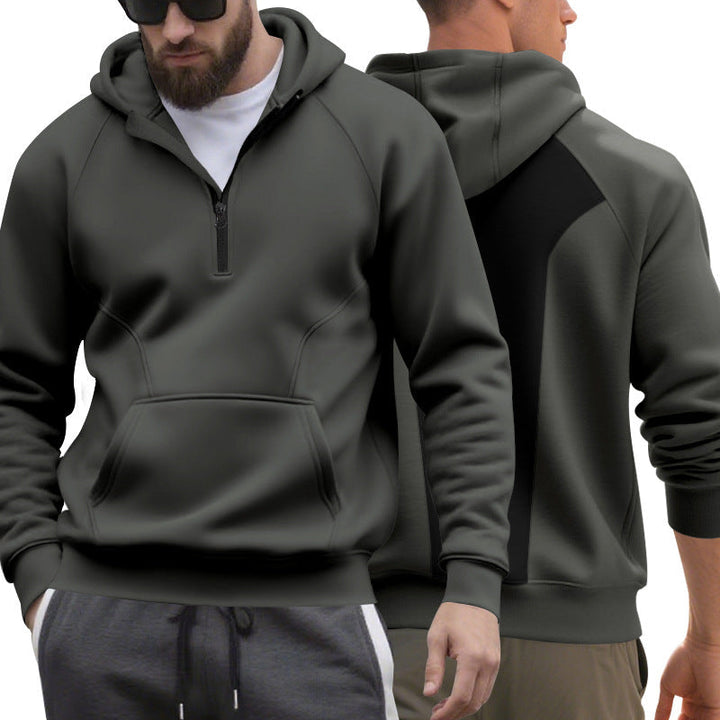 Męska krótki zamek bluza z kapturem w minimalistyczny softshell wygląd z kieszeń kangurka i raglanowy Rękawy