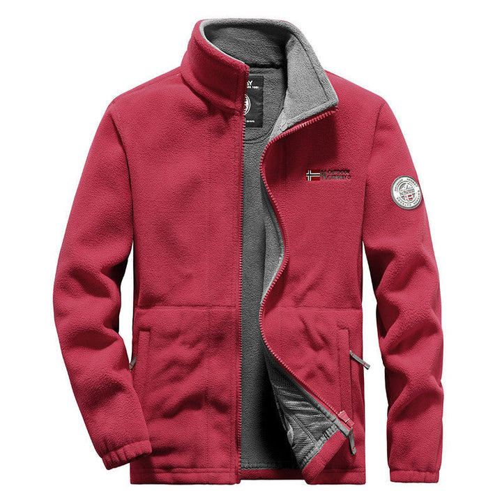 Męski polar outdoorowy kurtka z wysoki kołnierz, full-length zamek i oddychający microfleece podszewka