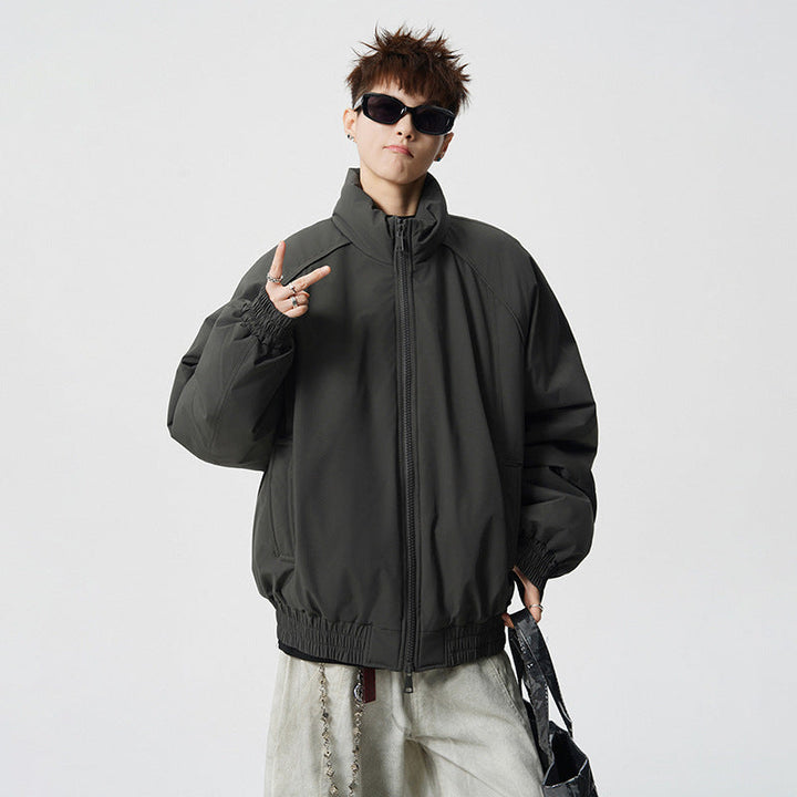 Męski Oversized Windbreaker z Stójka i Elastic Mankiety