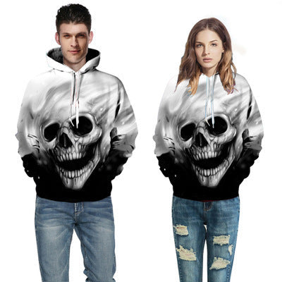 Męska Bluza z kapturem z Luminous Flame Skull Print