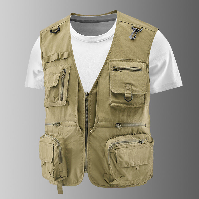 Męska Multifunctional outdoorowy utility kamizelka z numerous zamkiem kieszeniami, D-rwg i carabwer