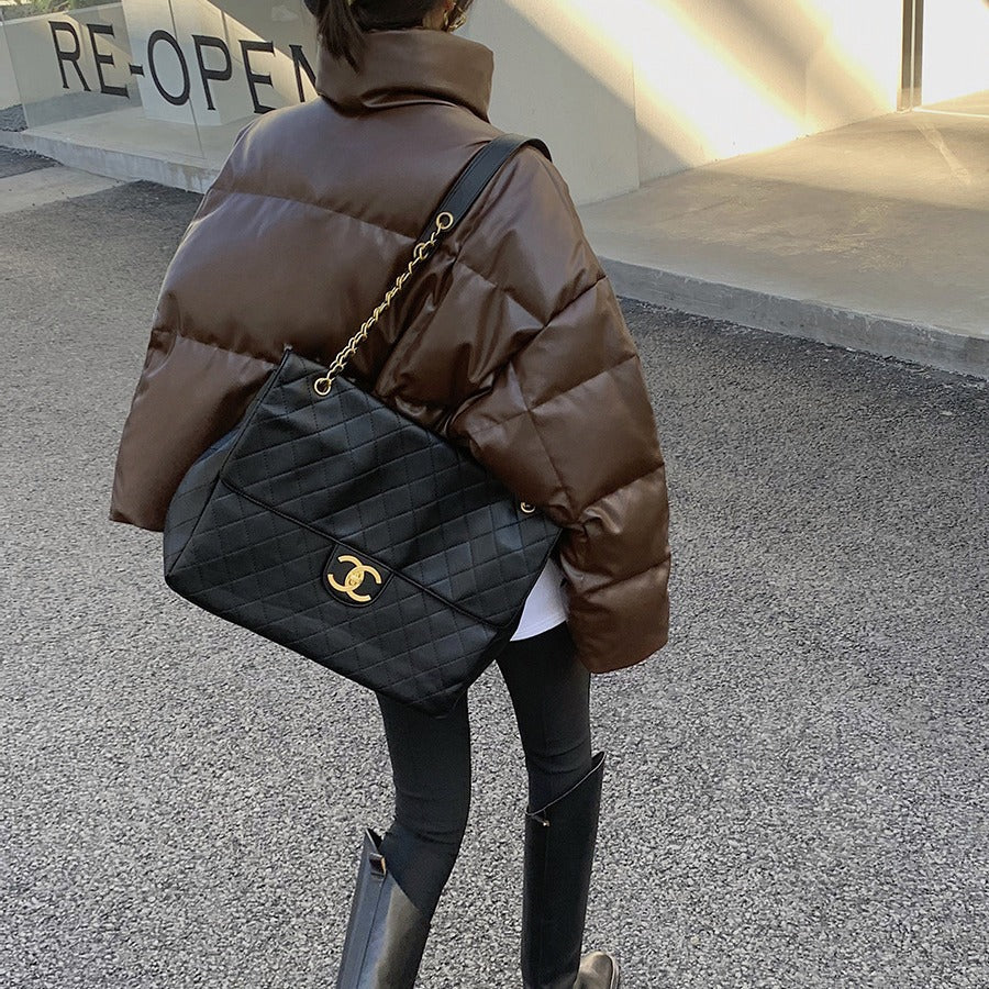 Damska Fashionable Leather Down kurtka Lumaza