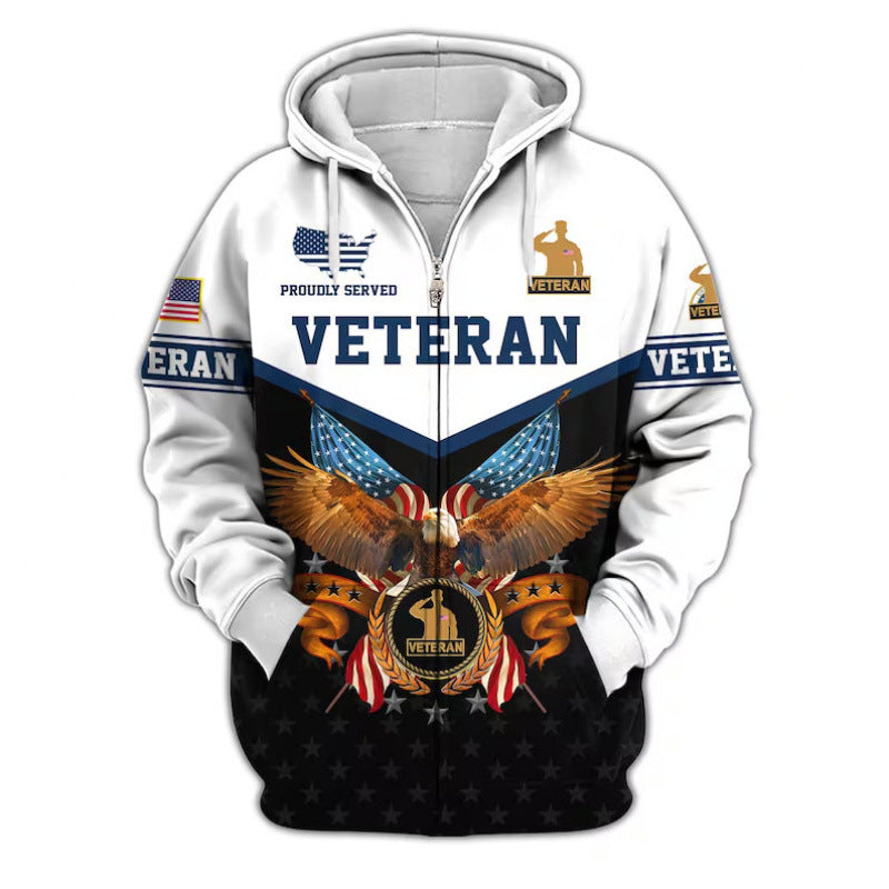 Męska bluza z kapturem z American veteran motif