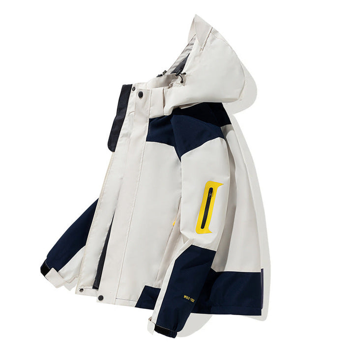 Męska wodoodporna kurtka softshell outdoorowy z kapturem, rękaw zamkiem kieszenią i wiatroszczelna membrana