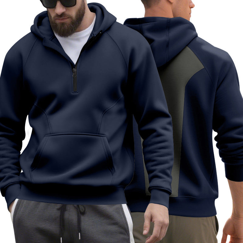 Męska krótki zamek bluza z kapturem w minimalistyczny softshell wygląd z kieszeń kangurka i raglanowy Rękawy
