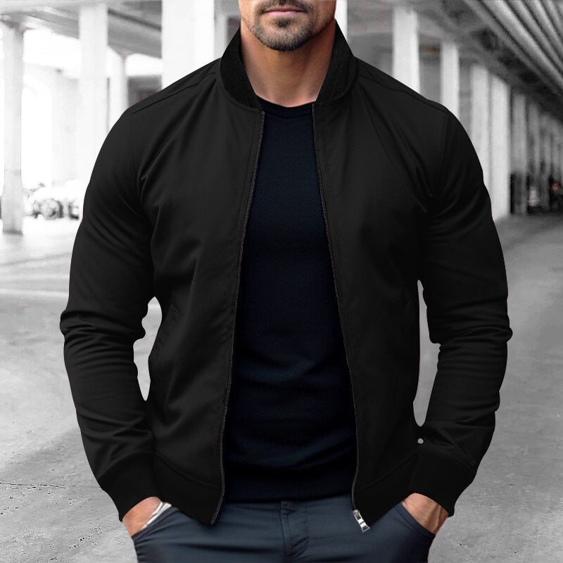Męska sporty-elegant sweat kurtka w bomber Styl z kontrastowy Kołnierz i dwukierunkowy zamek