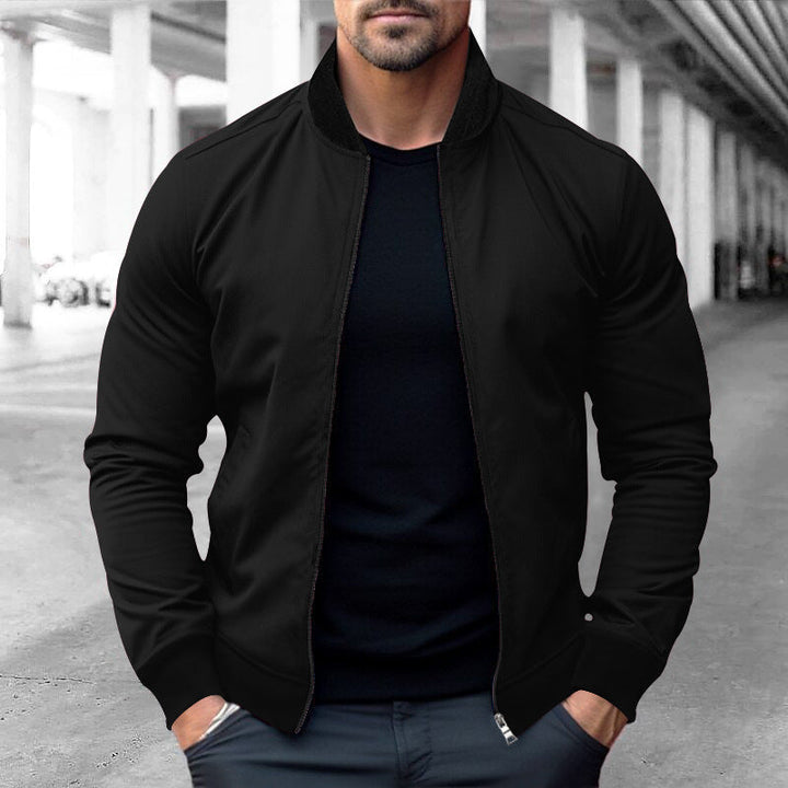 Męska sporty-elegant sweat kurtka w bomber Styl z kontrastowy Kołnierz i dwukierunkowy zamek