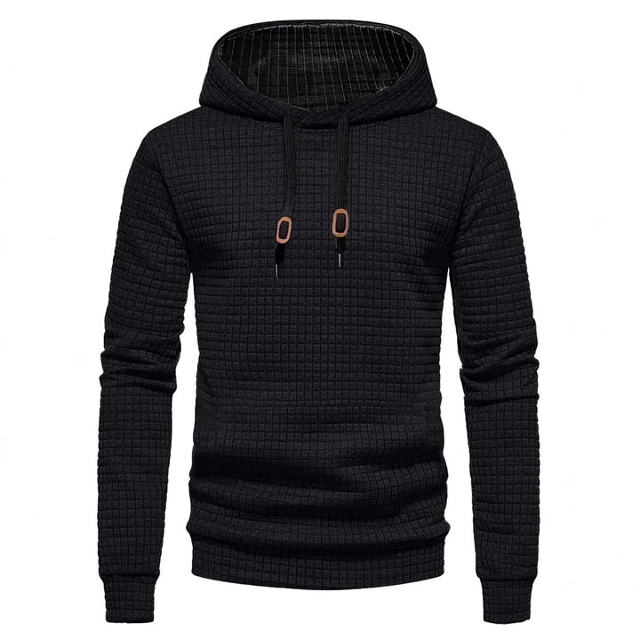 Męska pikowana bluza z kapturem z rectangular quilting, ściągacz i prążkowane mankiety