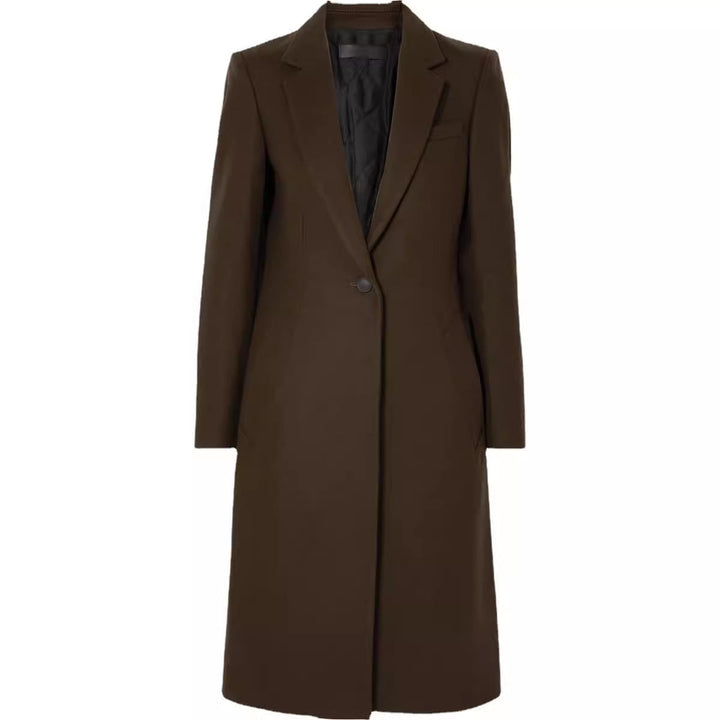Damska długa płaszcz in sleek tailoring z narrow silhouette Lumaza