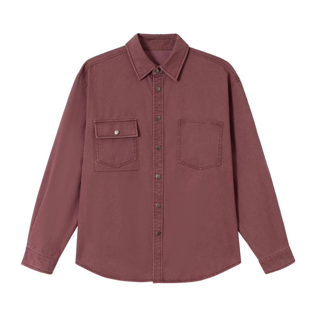 Damska Oversize Kurtka koszulowa w Shacket Styl wykonana z washed bawełna twill z nap Zapięcie