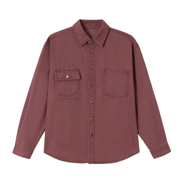 Damska Oversize Kurtka koszulowa w Shacket Styl wykonana z washed bawełna twill z nap Zapięcie