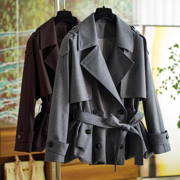 Damska Stylish trencz z Waist paskiem Lumaza