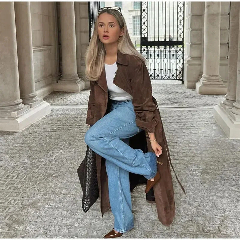 Płaszcz Trencz Damski Stylowa Casualowa Elegancka
