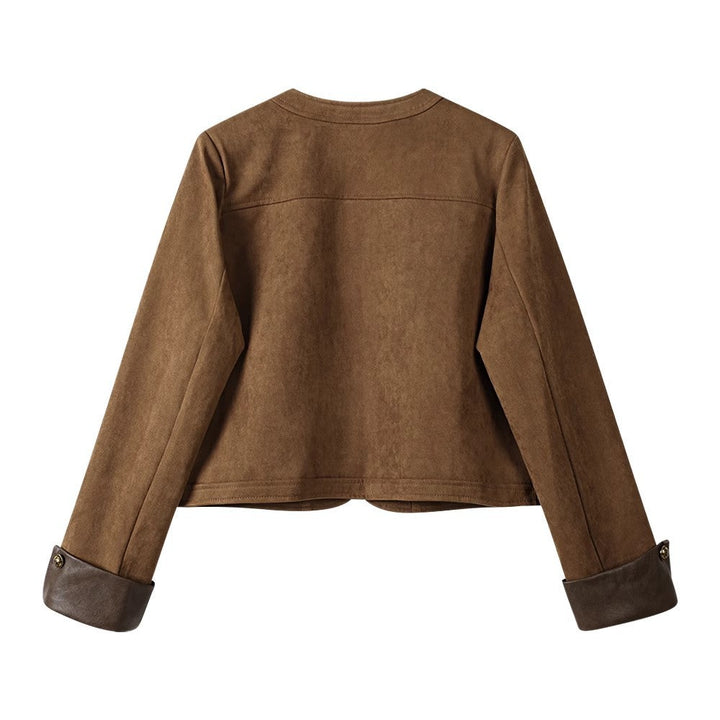 Damska Fashionable Suede kurtka z kieszeniami Lumaza