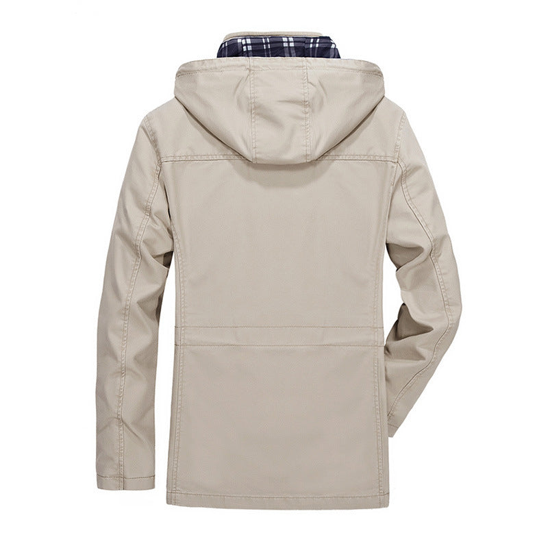 Męski Miejski Transitional Parka z Checked Podszewka, Ukryty Zamek, i Multi-funkcjonalny Kieszenie