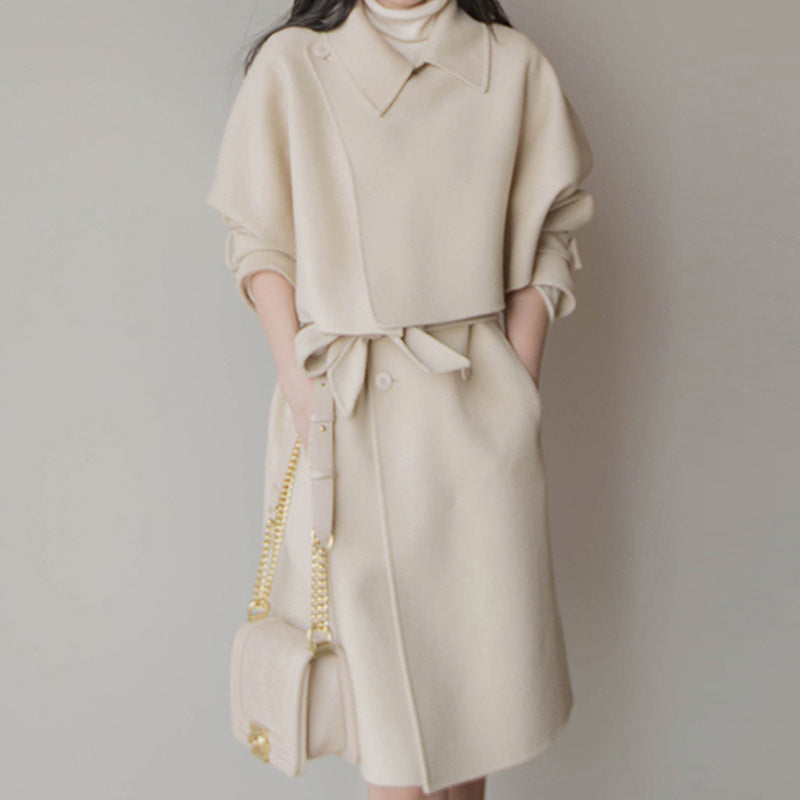 Damska elegancka Transitional kurtka z Waist paskiem Drune