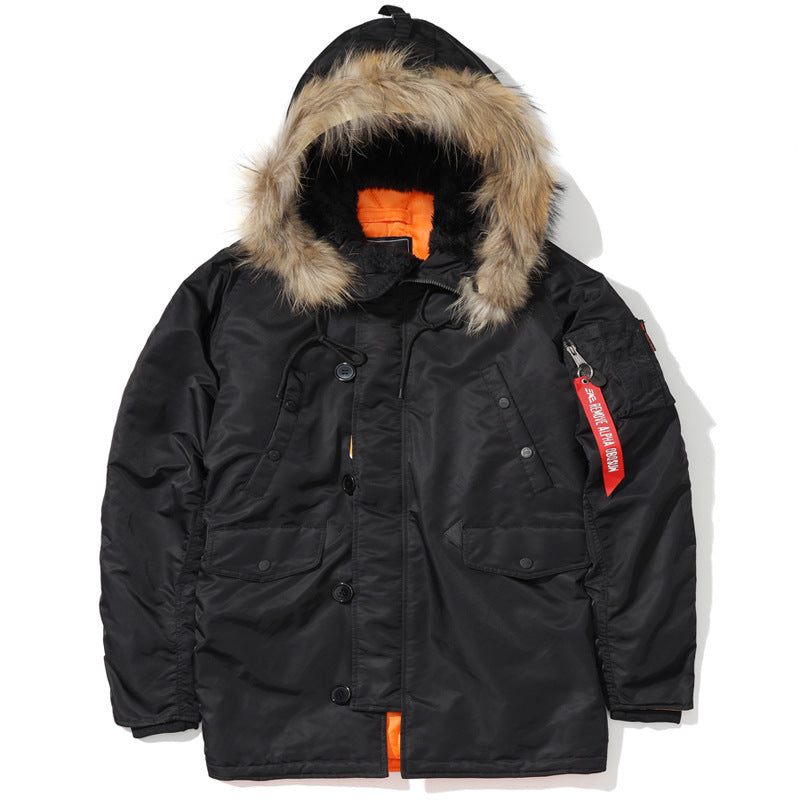 Męska expedition parka z detachable imitacja fur kapturem, termiczny paddwg, i rękaw organizer
