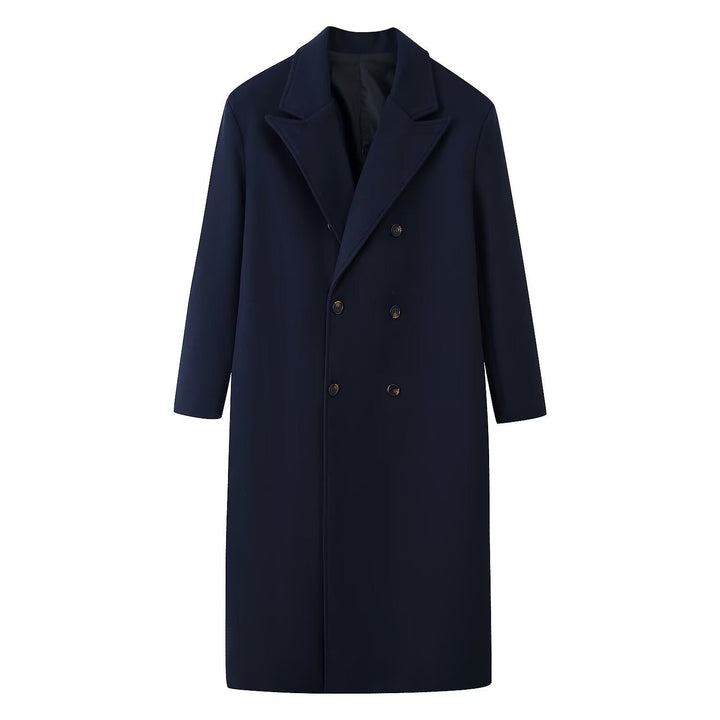 Męska Double-Breasted długa płaszcz z Narrow Lapels i Straight krój
