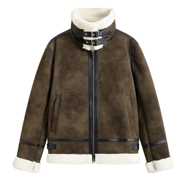 Męski Ocieplany Aviator-Style Flight Kurtka z Kołnierz ze stójką i Double Strap