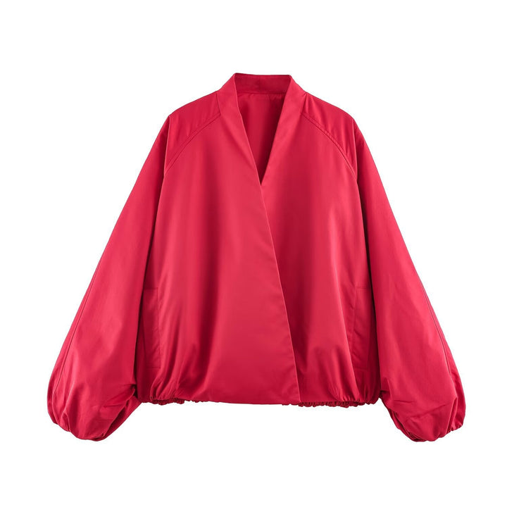 Damska oversize kimono krótka kurtka z Balloon rękawami i Elastic dołem Lumaza