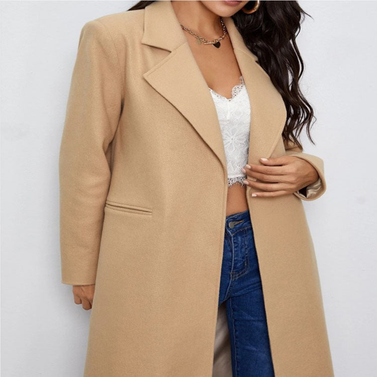 Damska Maxi Length Single dwurzędna płaszcz in Minimalist Tailoring z Concealed guzikami listwą i Side kieszeniami Lumaza