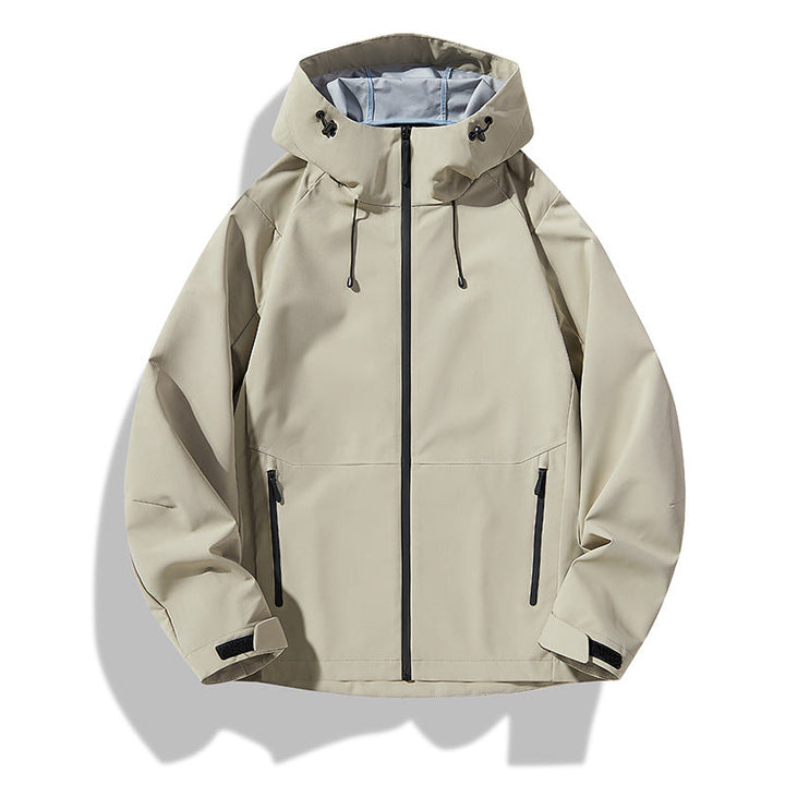 Męski Minimalistic Softshell Rain Kurtka z TPU Membrana, Taped Szwy i Regulowany Kaptur