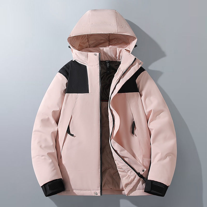 Męska wodoodporny Wwter parka z kapturem, termiczny wsulation i Contrastwg Shoulder Panels