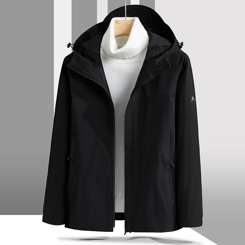 Męski Lekki Technical Kurtka softshell z Regulowany Kaptur i Minimalist Athletic Krój