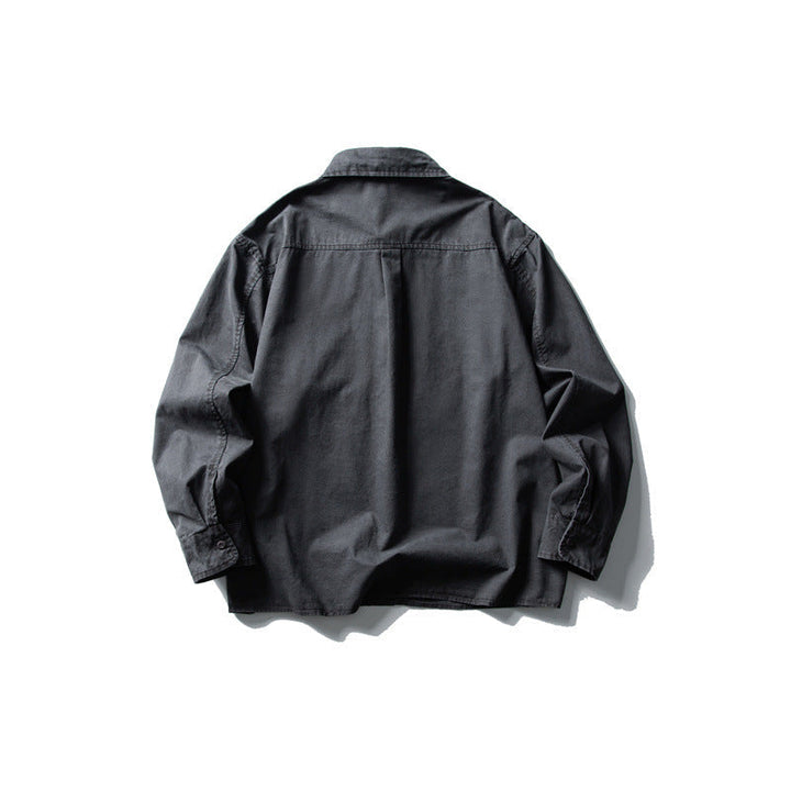 Męska oversize kurtka koszulowa z trwały bawełna twill z naszywka klatka piersiowa kieszenią i straight dół