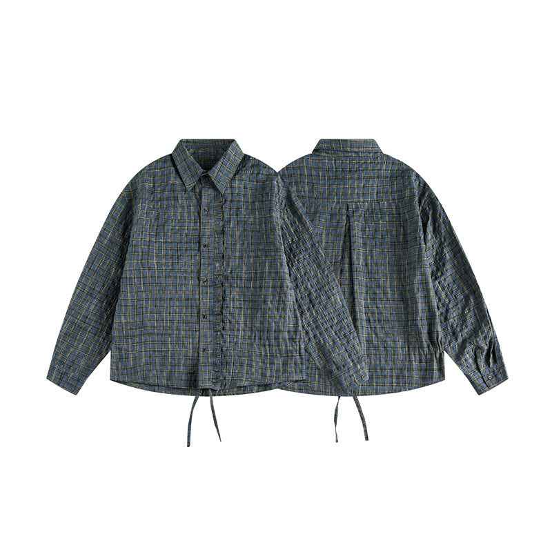 Unisex W kratę Overshirt z Ściągacz Dół i Ukryty Listwa guzikowa