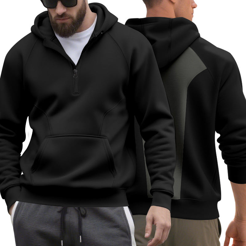Męska krótki zamek bluza z kapturem w minimalistyczny softshell wygląd z kieszeń kangurka i raglanowy Rękawy