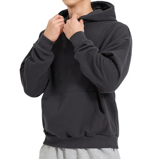 Męska heavy z kapturem bluza w boxy Krój z kieszeń kangurka, prążkowany Dół, i miękki szczotkowany interior