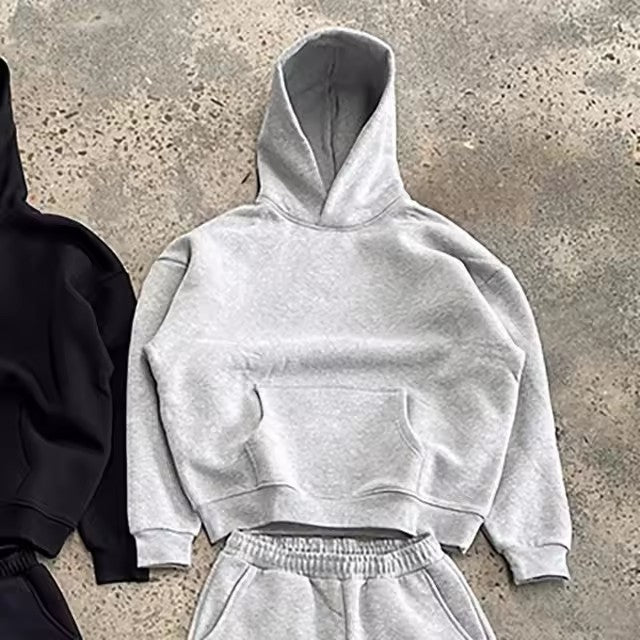 Męska miejski boxy bluza z kapturem z skrócona korpus, drop shoulder, i miękki polar wewnętrzny Podszewka