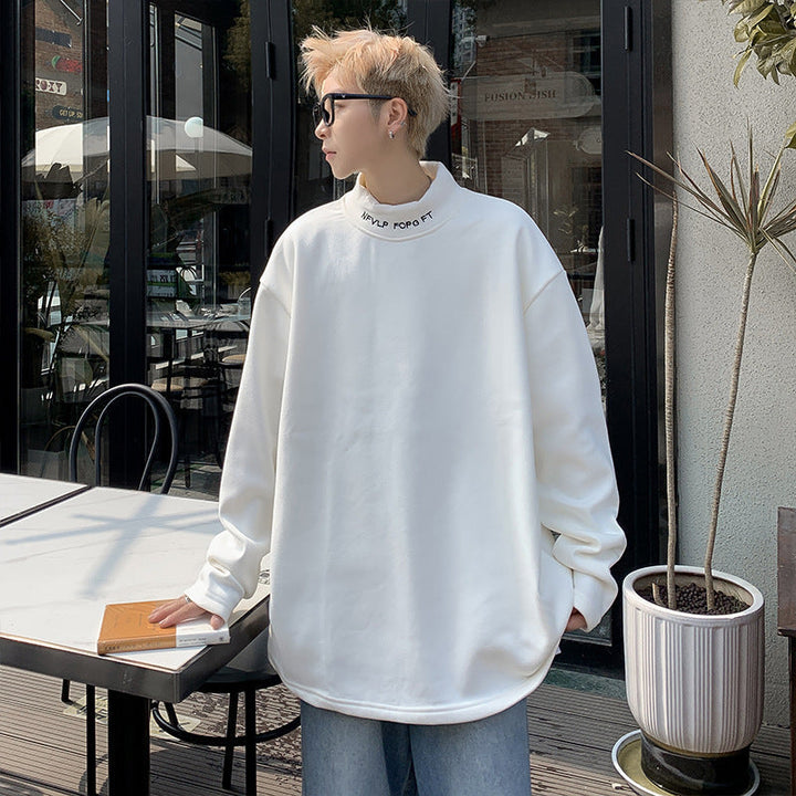 Męska Oversize Stójka Bluza wykonana z Bawełna Mieszanka z Drop Shoulder