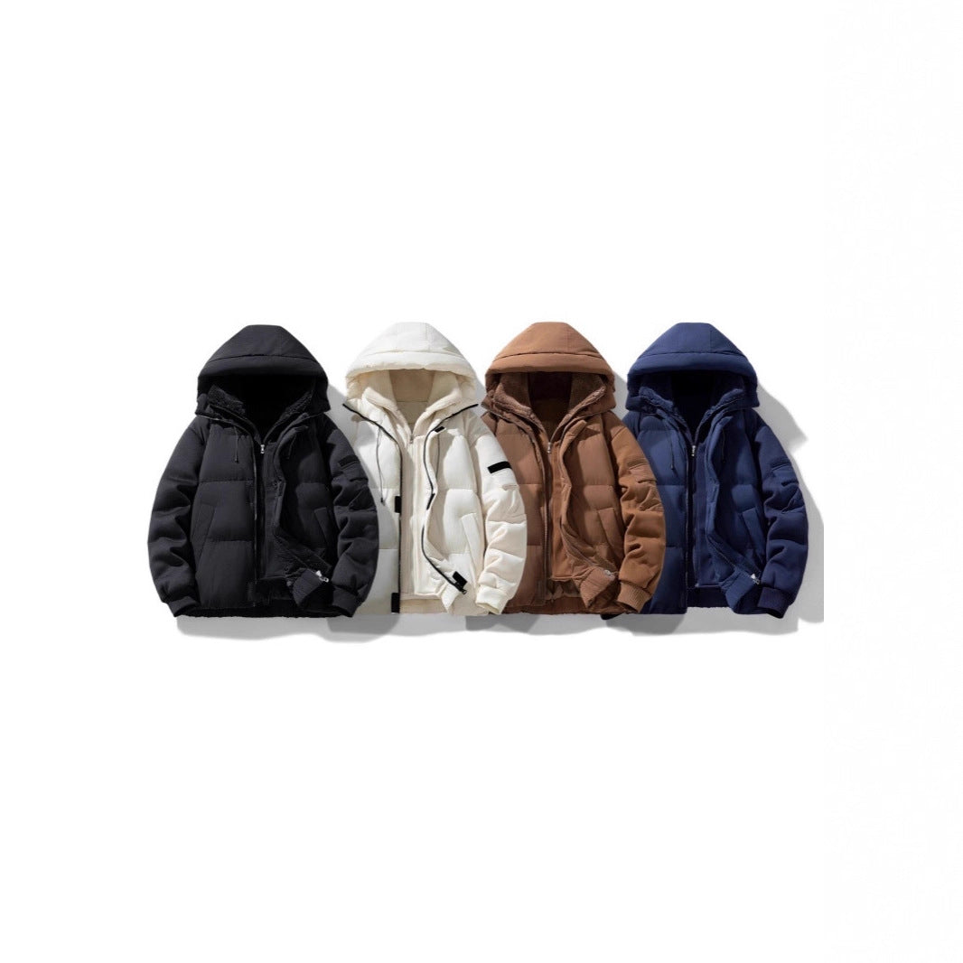 Męska ocieplana kapturemed kurtka z teddy lwwg i contrastwg softshell rękawy